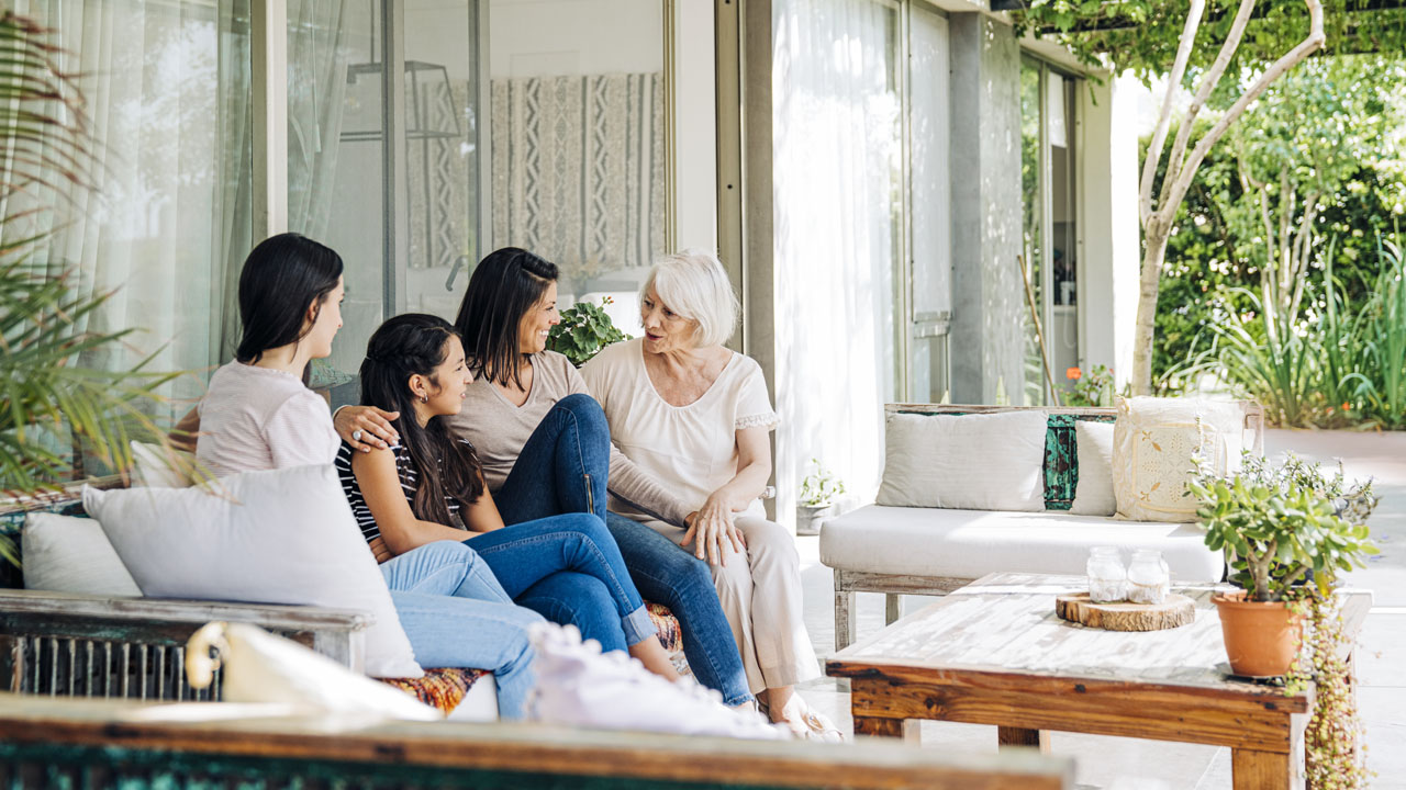Family sitting on the couch